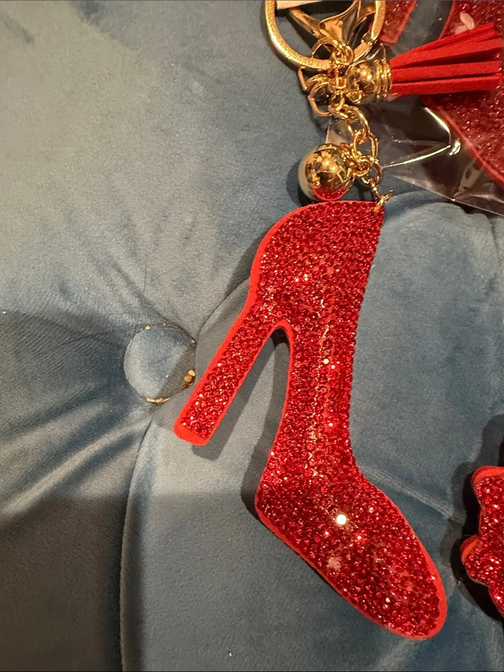 Fashion Jewelry Red and Black Rhinestone Ladybug Keychain Charm shoes 👠 or flami